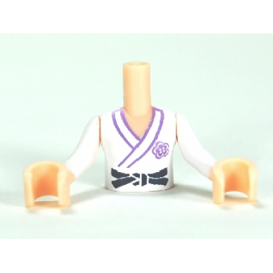 light nougat torso mini doll girl white karate top with black belt pattern light nougat arms with hands with white sleeves