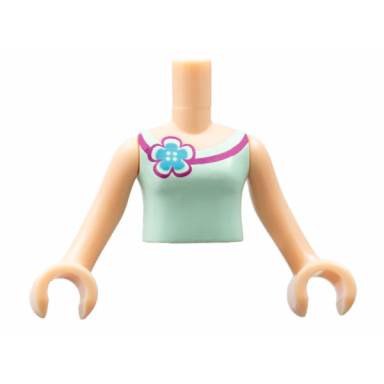 light nougat torso mini doll girl light aqua vest top with flower pattern light nougat arms with hands