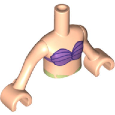 light nougat torso mini doll girl medium lavender bikini shell bra top pattern light nougat arms with hands ariel