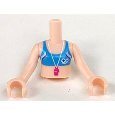 light nougat torso mini doll girl blue bikini top with whistle pattern light nougat arms with hands