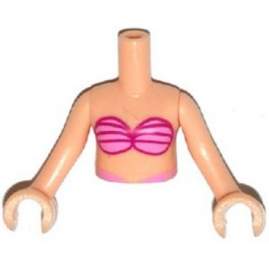 light nougat torso mini doll girl bright and dark pink bikini shell bra top pattern light nougat arms with hands