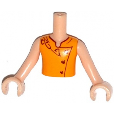 light nougat torso mini doll girl orange chef vest with dark red outline and buttons pattern light nougat arms with hands
