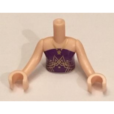 light nougat torso mini doll girl dark purple strapless top with gold necklace and star pattern light nougat arms with hands