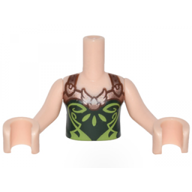 light nougat torso mini doll girl dark green halter top with copper straps and lime pattern light nougat arms with hands