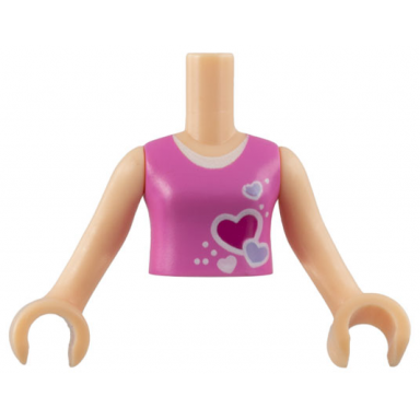 light nougat torso mini doll girl dark pink top with hearts and white undershirt pattern light nougat arms with hands