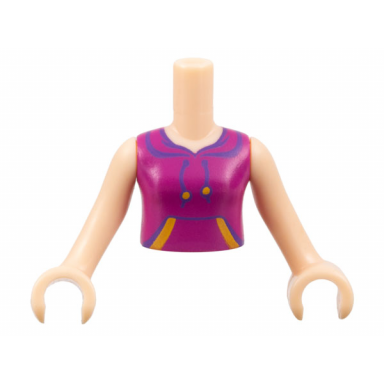 light nougat torso mini doll girl magenta top with strings and front pockets pattern light nougat arms with hands
