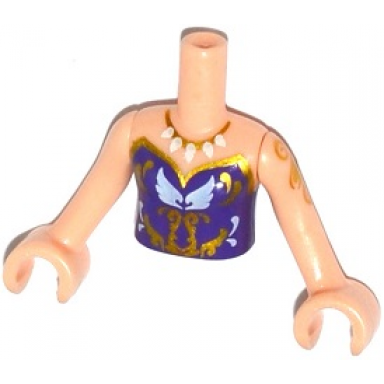 light nougat torso mini doll girl dark purple strapless top with wings gold trim and necklace pattern light nougat arms with hands with gold tattoo
