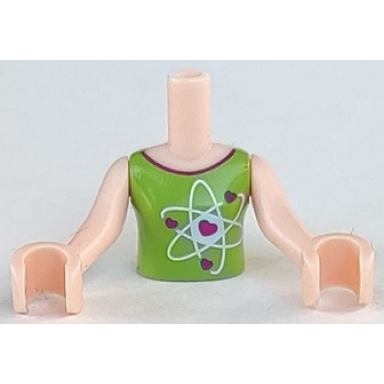 light nougat torso mini doll girl lime top with heart electron orbitals pattern light nougat arms with hands