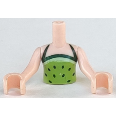 light nougat torso mini doll girl lime halter top with dark green dots pattern light nougat arms with hands