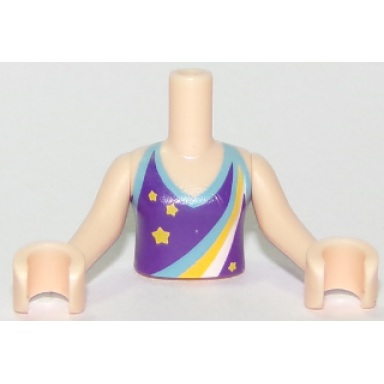 light nougat torso mini doll girl dark purple halter top with stars and dark azure yellow and white rainbow pattern light nougat arms with hands