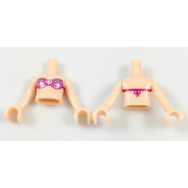 light nougat torso mini doll girl metallic pink bikini shell bra top with magenta strap pattern light nougat arms with hands disney princess ariel