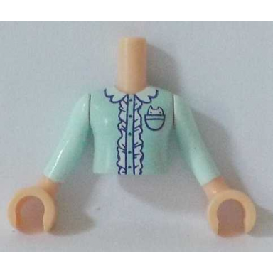 light nougat torso mini doll girl light aqua top pattern light nougat arms with hands with light aqua sleeves