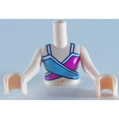light nougat torso mini doll girl magenta and medium blue swimsuit top pattern light nougat arms with hands