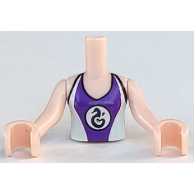 light nougat torso mini doll girl light aqua and dark purple wetsuit with seahorse logo pattern light nougat arms with hands