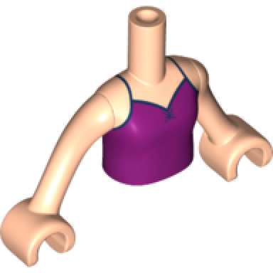 light nougat torso mini doll girl magenta tank top with dark blue straps pattern light nougat arms with hands