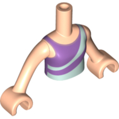 light nougat torso mini doll girl medium lavender top with light aqua diagonal stripes pattern light nougat arms with hands