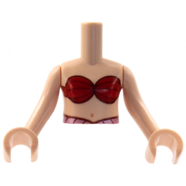 light nougat torso mini doll girl red bikini shell bra top metallic pink belt pattern light nougat arms with hands arista