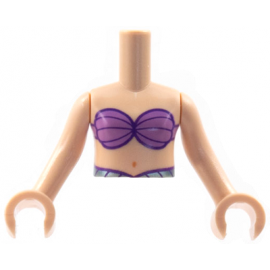 light nougat torso mini doll girl medium lavender bikini shell bra top metallic light blue belt pattern light nougat arms with hands ariel