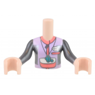 light nougat torso mini doll girl lavender coral and pearl dark gray sailing outfit whistle pattern light nougat arms with hands with pearl dark gray long sleeves