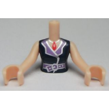 light nougat torso mini doll woman dark blue blouse top with open collar and belt pattern light nougat arms with hands
