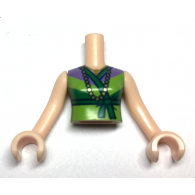 light nougat torso mini doll woman lime shirt with green middle and medium lavender top gold necklace pattern light nougat arms with hands