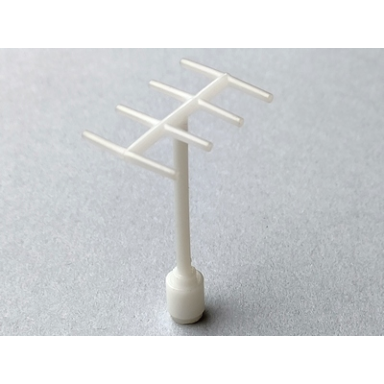 milky white antenna with side spokes