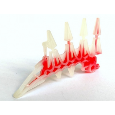 milky white bionicle weapon small blade with 4 spikes with marbled red pattern