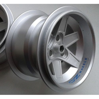 metallic silver wheel 62mm d x 46mm technic racing large with 2x oz wheels pattern stickers - set 8461