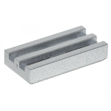 metallic silver tile modified 1 x 2 grille with bottom groove