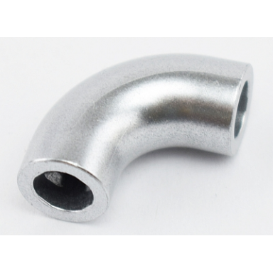 metallic silver brick round 1 x 1 d 90 degrees elbow macaroni - no stud - type 2 - axle hole