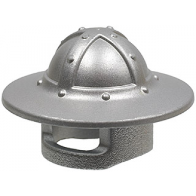 metallic silver minifigure headgear helmet castle with chin guard and broad brim