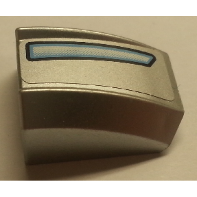 metallic silver slope curved 2 x 2 lip with headlight medium blue and white pattern model left side sticker - set 8140