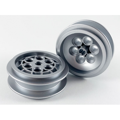 metallic silver wheel 43.2mm d x 18mm - extended axle stem