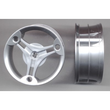 metallic silver wheel 70 x 28 mm futuristic