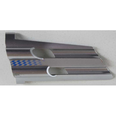 metallic silver technic panel fairing 4 large long large holes side b with fading blue checkered pattern sticker - set 8458