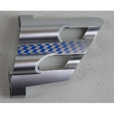 metallic silver technic panel fairing 1 large short large holes side a with fading blue checkered pattern sticker - set 8458