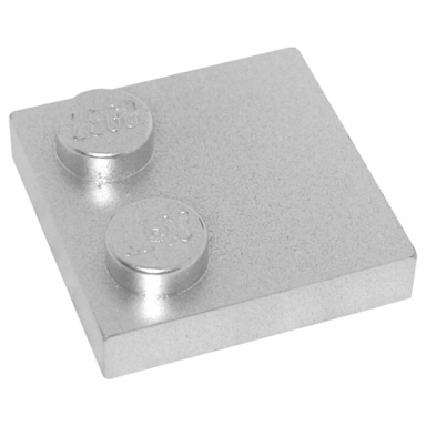 metallic silver tile modified 2 x 2 with studs on edge
