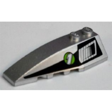 metallic silver wedge 6 x 2 left with air vent and 1 in lime circle pattern sticker - set 8647