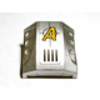 metallic silver slope curved 2 x 2 with debossed side ports with yellow letter a agents logo on silver background pattern sticker - sets 8632 8971