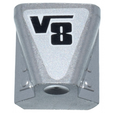 metallic silver vehicle air scoop engine top 2 x 2 with black v8 pattern sticker - set 8656