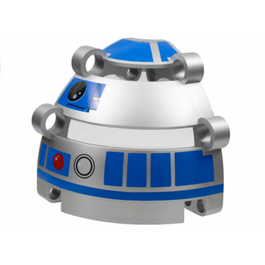 metallic silver technic panel dome 6 x 6 x 5 2 3 with r2-d2 eye pattern