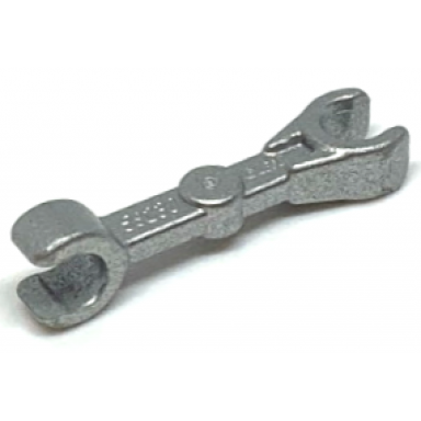 metallic silver arm mechanical straight with clips at 90 degrees vertical grip