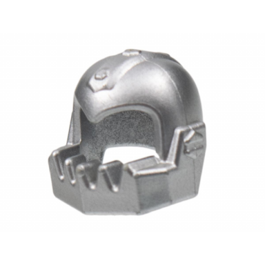 metallic silver minifigure headgear helmet chin guard oversized jagged