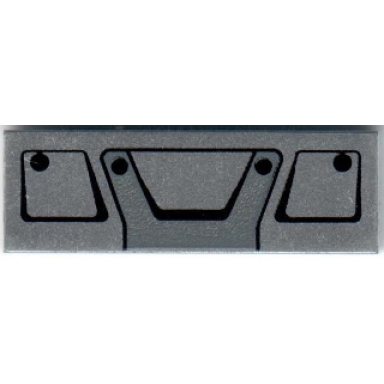 metallic silver tile 1 x 3 with black truck grille frame pattern