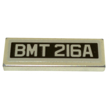 metallic silver tile 1 x 3 with license plate bmt 216a pattern sticker - set 76911