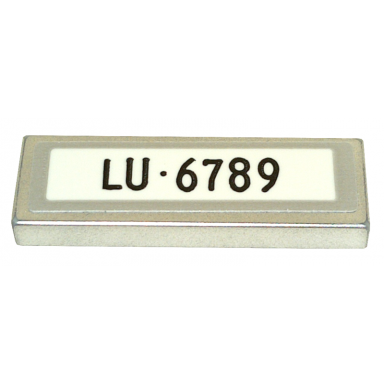 metallic silver tile 1 x 3 with license plate luâ·6789 pattern sticker - set 76911