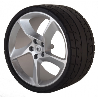 metallic silver wheel 75mm d x 41mm 2 model right side with black tire 87.9 x 44 80281 80279