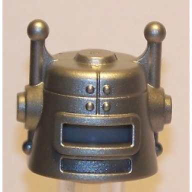 metallic silver minifigure headgear helmet robot with eye slot and antennas
