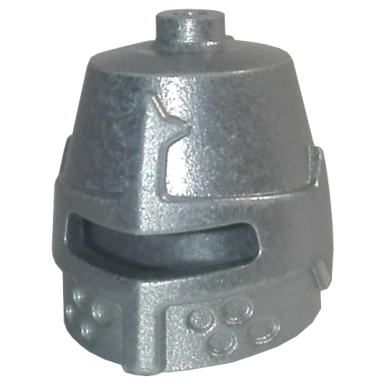 metallic silver minifigure headgear helmet castle closed with eye slit