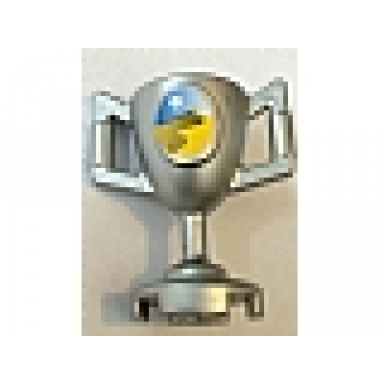 metallic silver minifigure utensil trophy cup with desert and full moon pattern sticker - set 8864